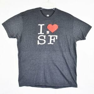 Vintage I Love San Francisco T Shirt Mens Size Large - Charcoal Gray Graphic Tee